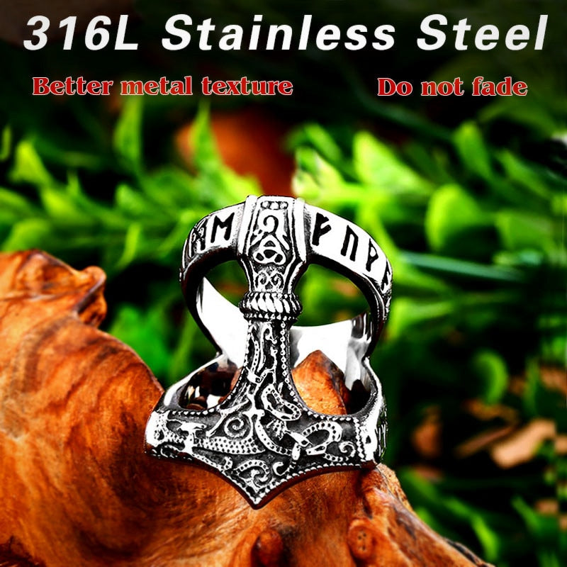 Beier 316L Stainless Steel Viking Scandinavian Ring