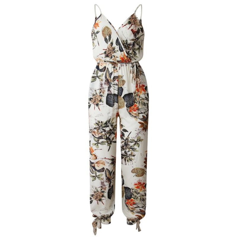 Casual Sleeveless Jumpsuits Floral