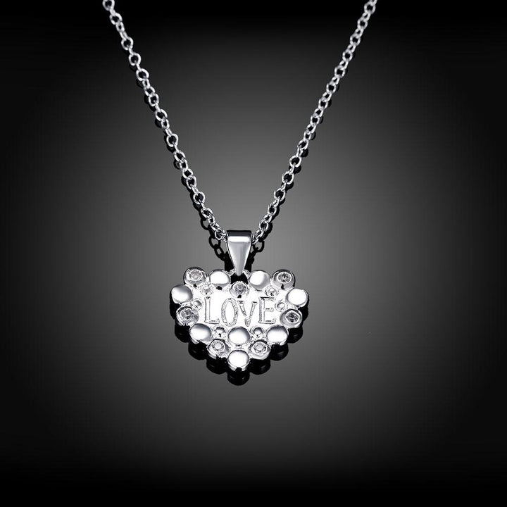 Heart Diamond Cut Necklace In 18K White Gold Plated