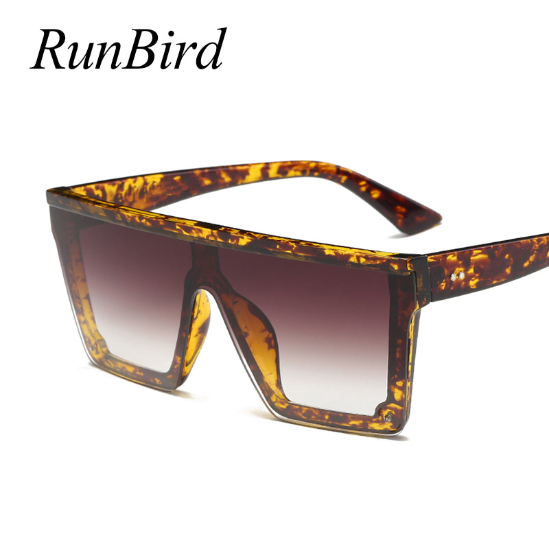 RunBird Brand Fashion Black One Piece Sunglasses Men