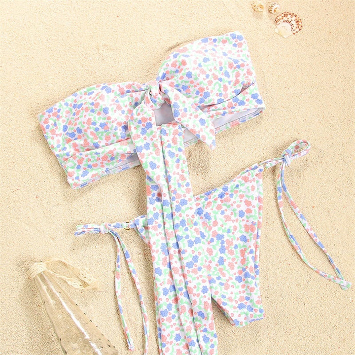 Hollow Out Bikini Solid Color Swimsuit Women Bandage Bikini Set