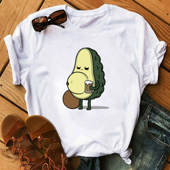 Cartoon Avocado Short Sleeve T-Shirt