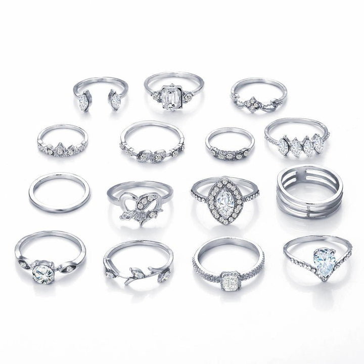 15 Piece Halo Pave Ring Set With Austrian Crystals