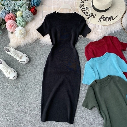 Women's Solid Short Sleeve Mini Dress