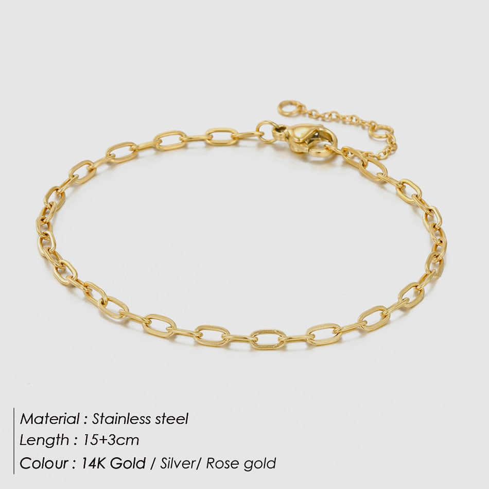 Bracelet for Women Curb Cuban Link Chain Stainless Steel