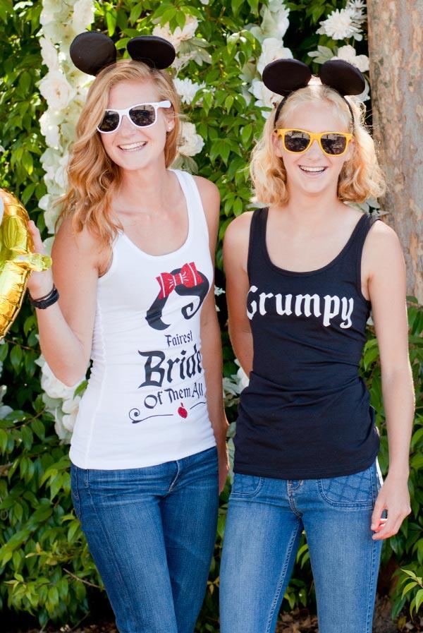 Whimsical Bachelorette Party Shirts | Snow Bride and the Seven Bridesmaids | Fitted Tanks