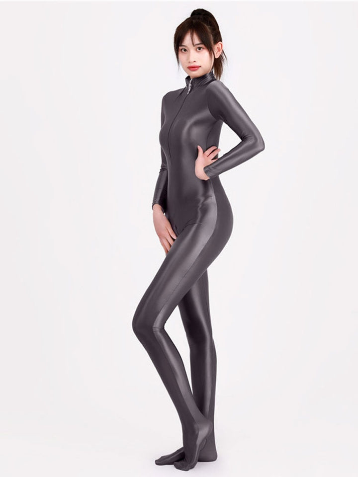 Glossy Elastic One-Piece Jumpsuit