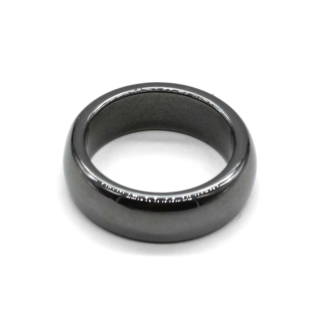 KFT Natural Black Hematite Magnetic Healing Ring 6mm Band