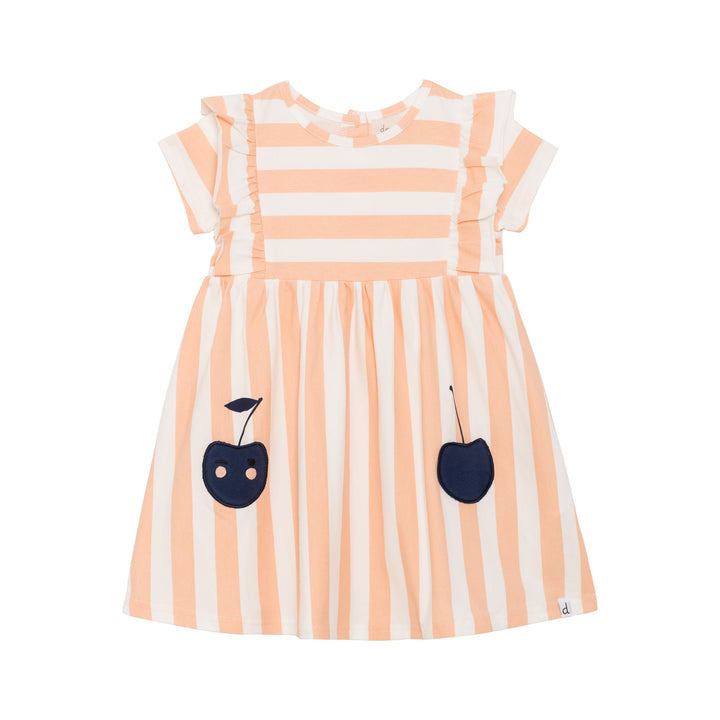 Organic Cotton Striped Slub Dress Peach