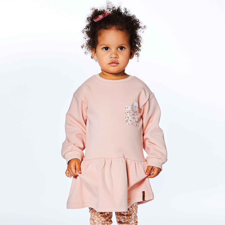 Long Sleeve Fleece Dress Soft Pink