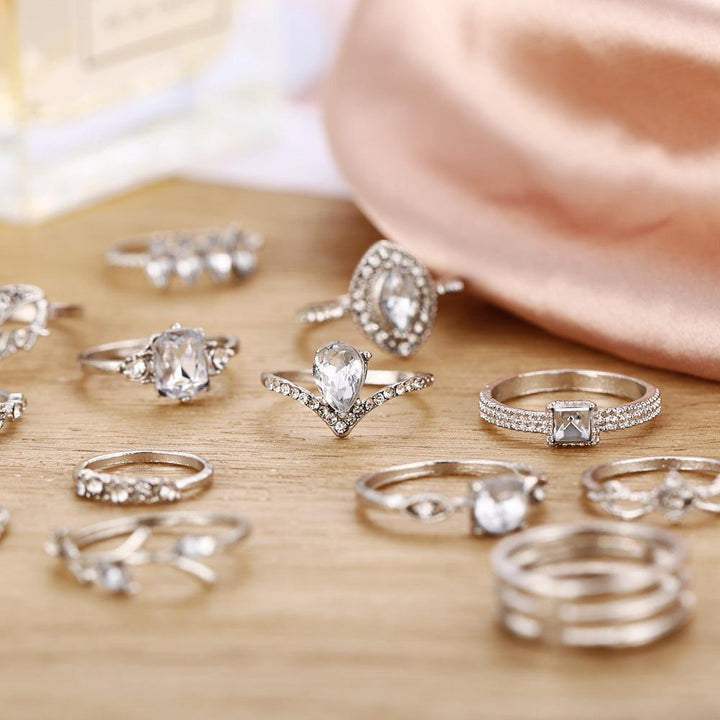 15 Piece Halo Pave Ring Set With Austrian Crystals