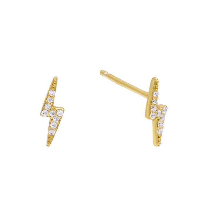 18K Gold Plated Pae Lighting Bolt Stud Earring