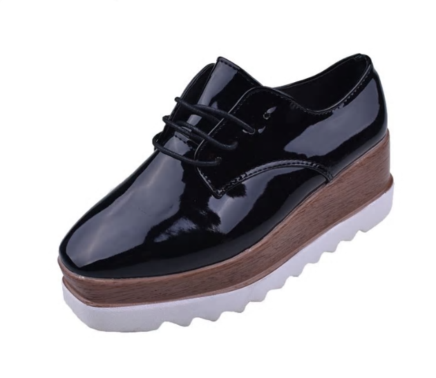 Women Lace-Up Loafers Platforms British Style