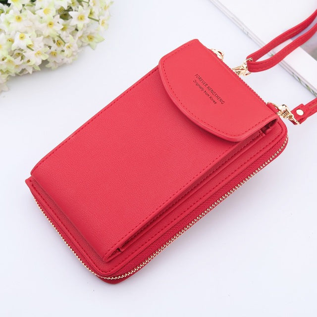 Women Wallet Solid Color Leather Shoulder Straps Shoulder Bag