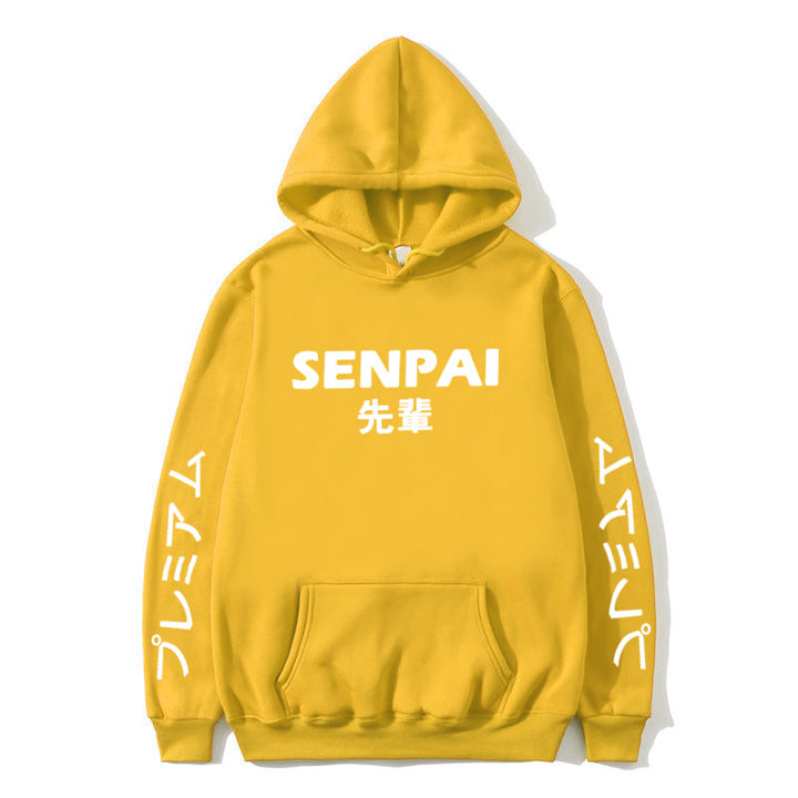 Winter Anime Senpai Design Print Fleece Hoodies Sweatshirts