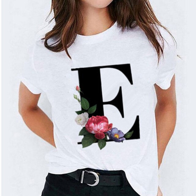 26 Letter Printed Women's T-shirts