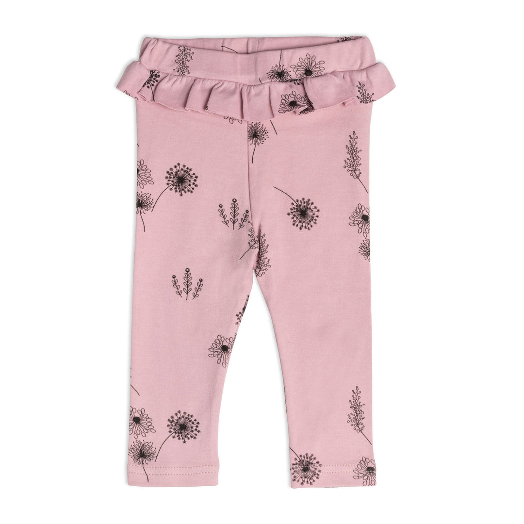 Organic Cotton Top And Pant Set Flower Print Beige Mix And Dusty Purple