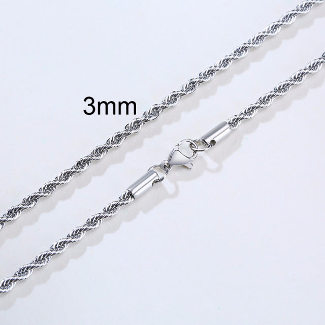 Men Ropes Long Necklace Stainless Steel