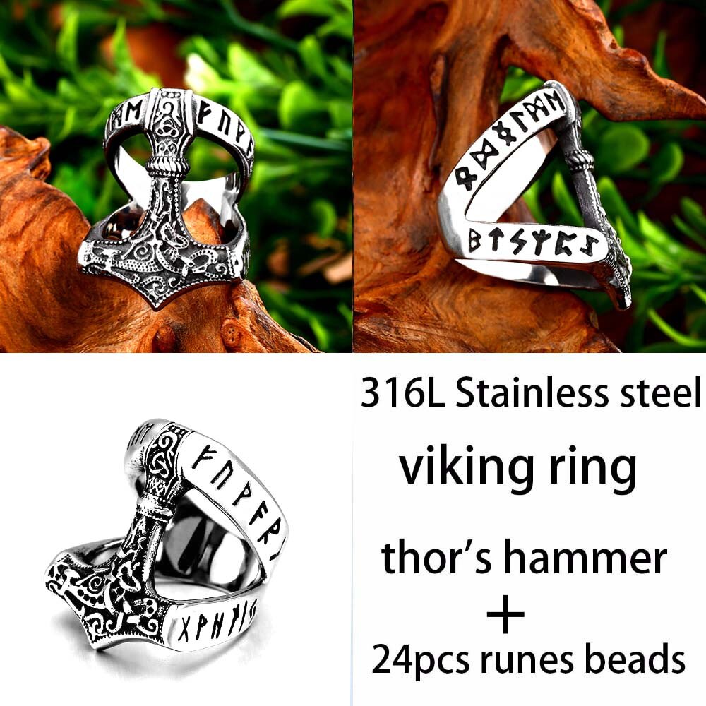 Beier 316L Stainless Steel Viking Scandinavian Ring