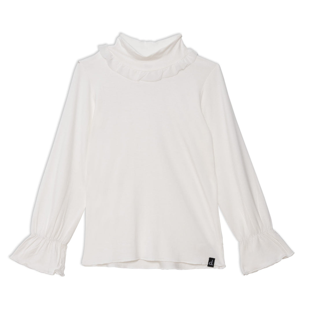 Long Sleeve Mock Neck Top Off White