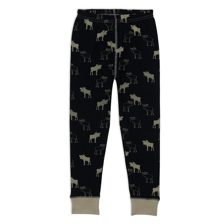 Organic Cotton Two Piece Pajama Set With Moose Print