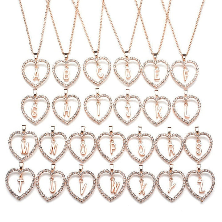 26 English Alphabet Peach Jewelry Heart Love Necklace