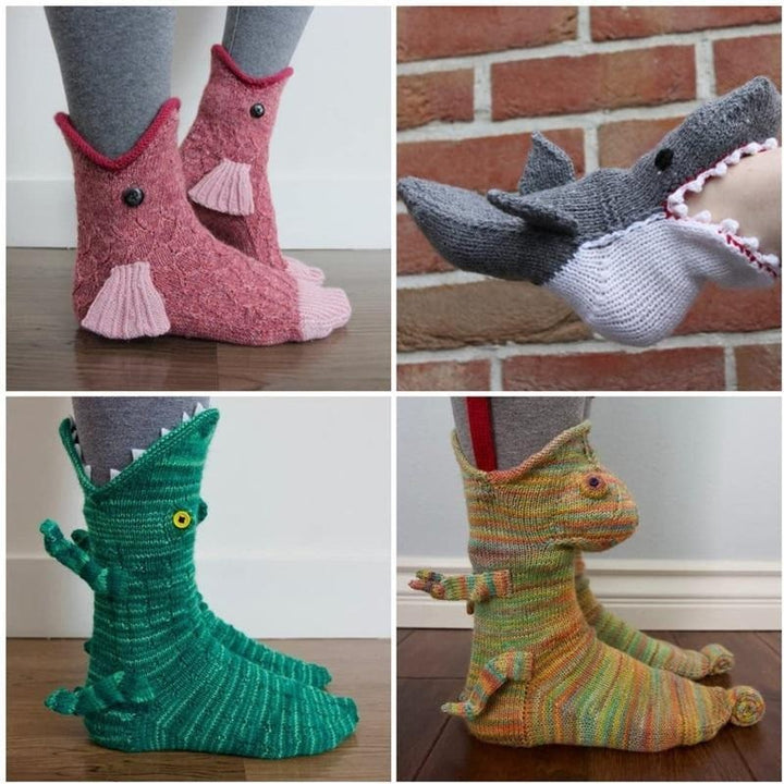 Creative Shark Chameleon Crocodile Knitted Socks