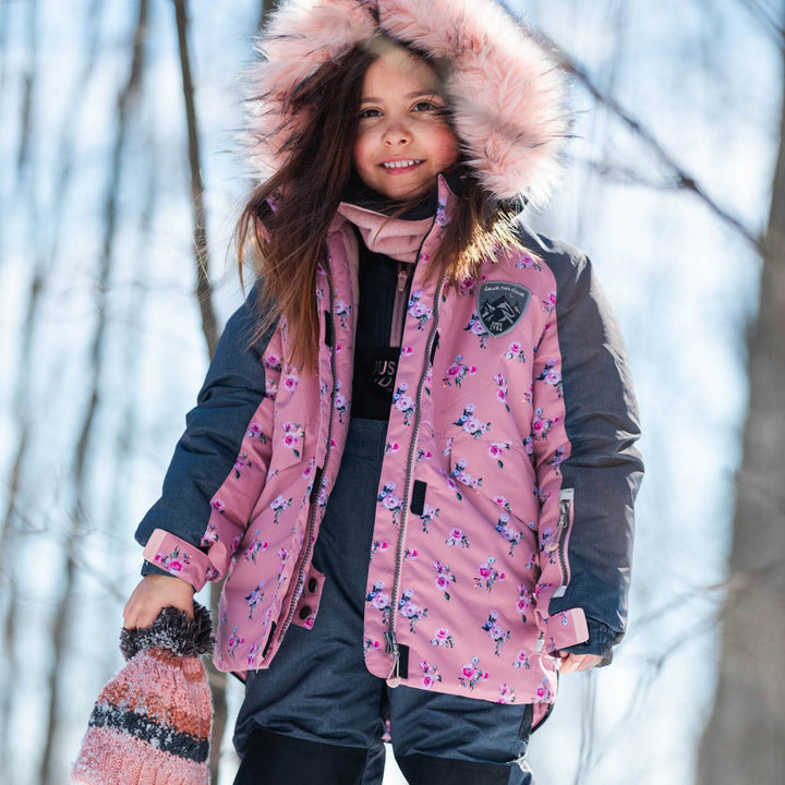 Mini Roses Two Piece Snowsuit With Printed Jacket Dusty Rose