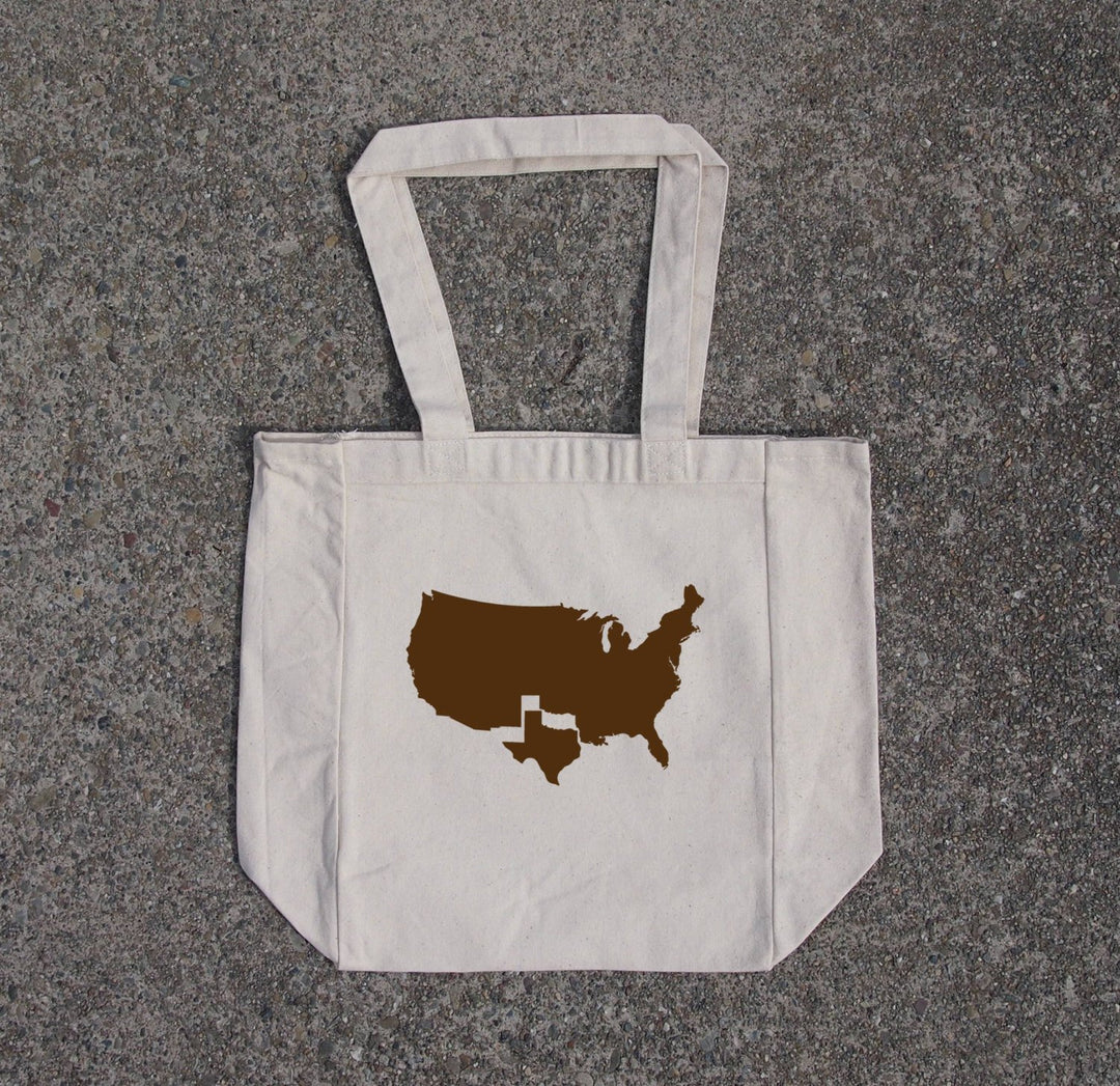Texas- cotton canvas natural tote bag
