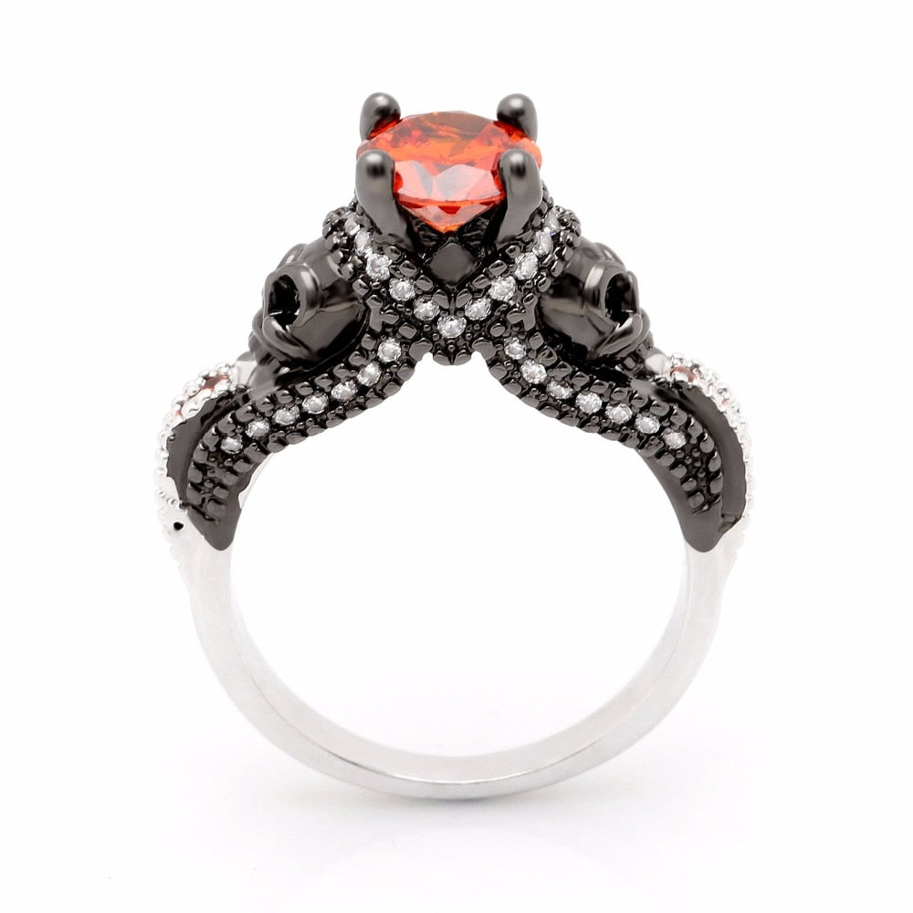 Ghost Evil Skull skeleton CZ Ring