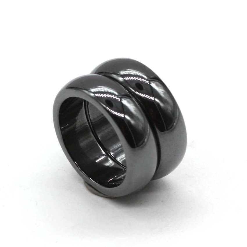 KFT Natural Black Hematite Magnetic Healing Ring 6mm Band