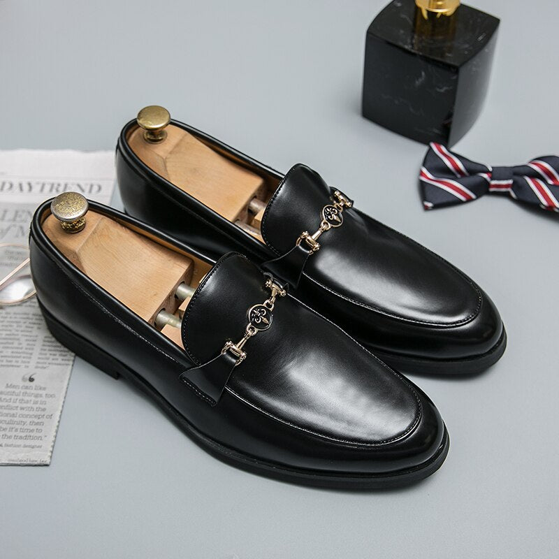 Men's Classic Metal Chain Loafers