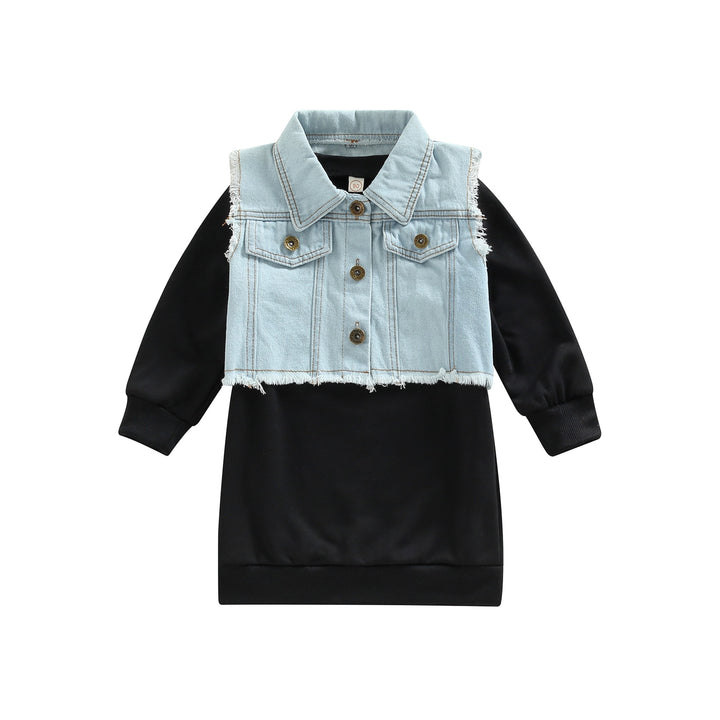 Infant Baby Girl Dress+ Waistcoat, Long Sleeve Set