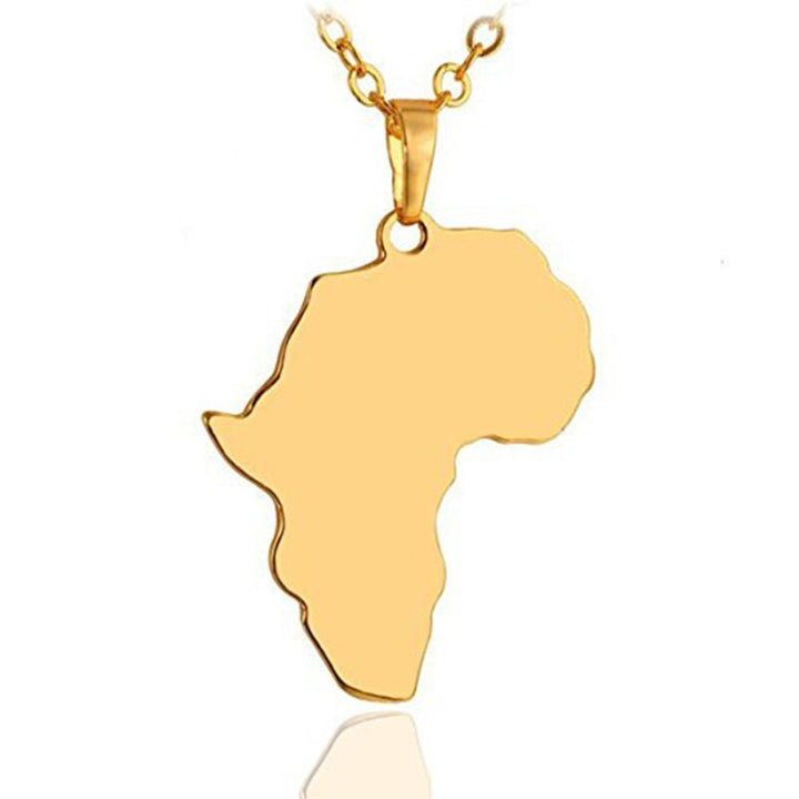 Africa Map Gold Color Stainless Steel Pendant Necklace