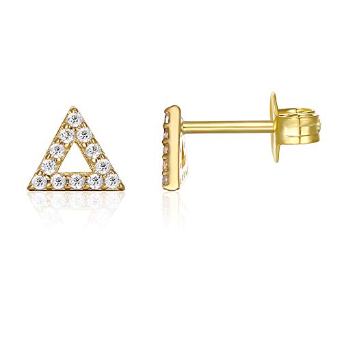 Pae Triangle 18K Gold Plated Earring Adorned With Crystals