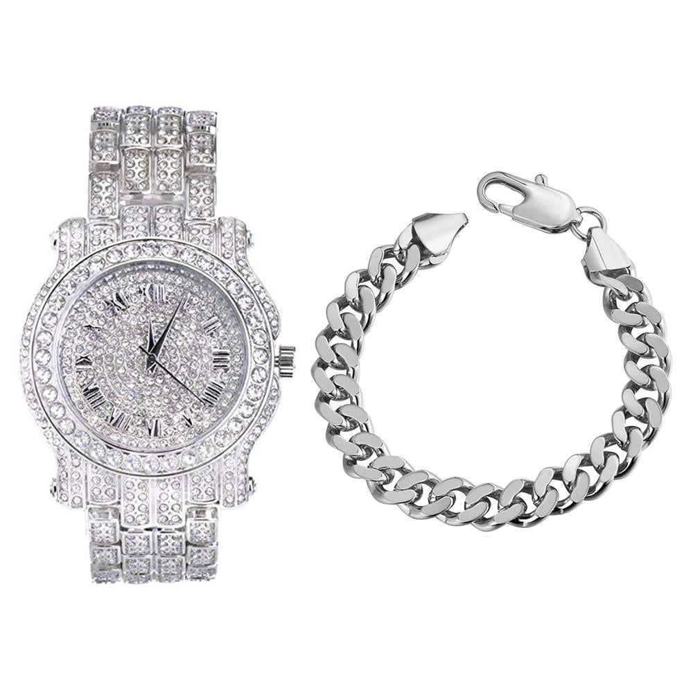 Pae Watch And Bracelet Set In 18k White Gold