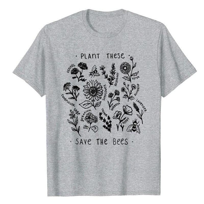 Wild flower graphic T-shirts Women
