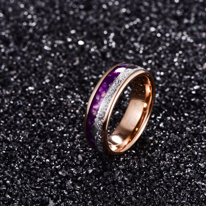 Purple and Rose Gold Arrow Tungsten Ring