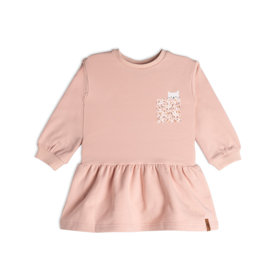 Long Sleeve Fleece Dress Soft Pink