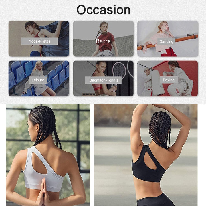 Sexy One Shoulder Yoga Bras Women Sports Top Crop Athletic