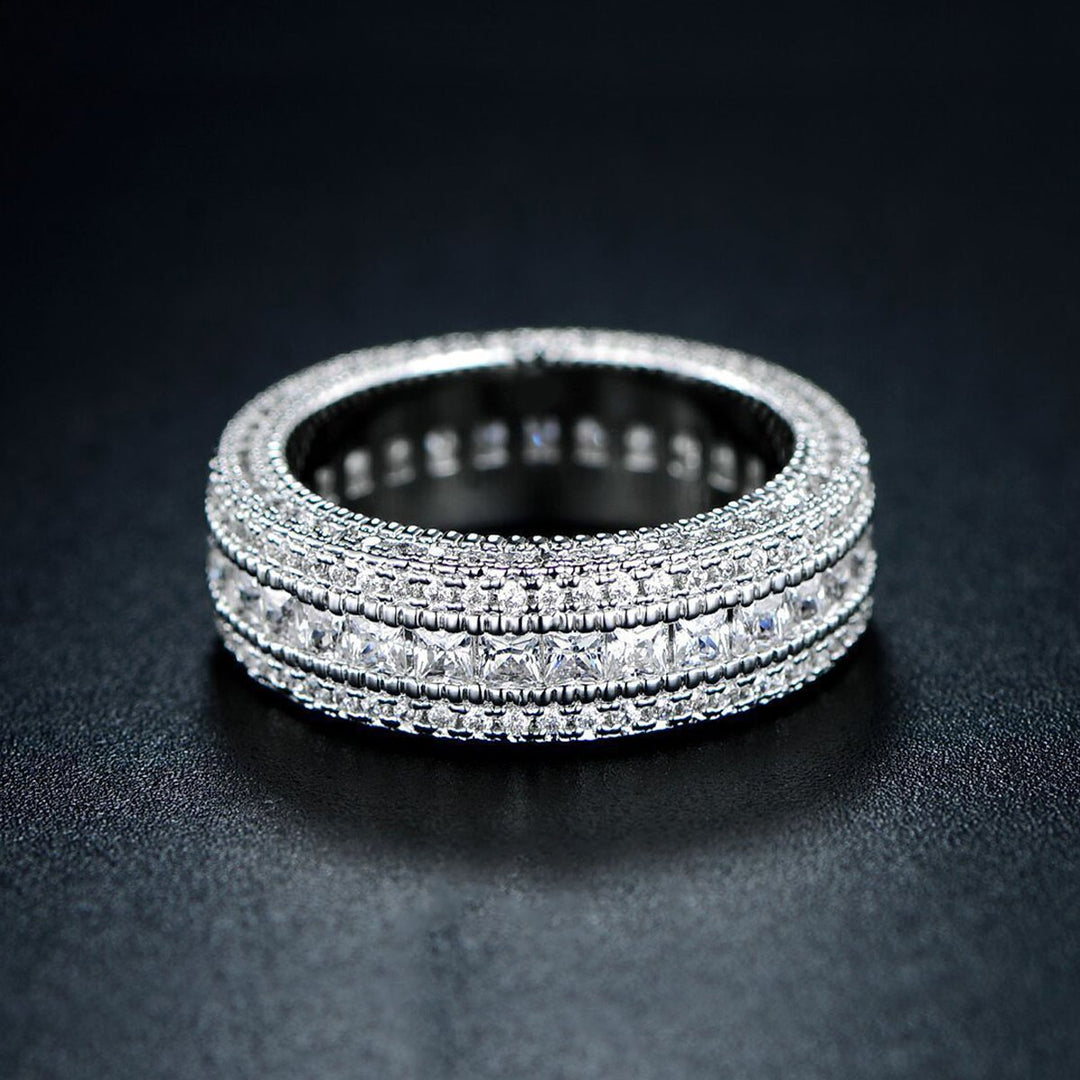 Classic Diamond Created Eternity Princess Cut Ring In 18K White Gold Plated