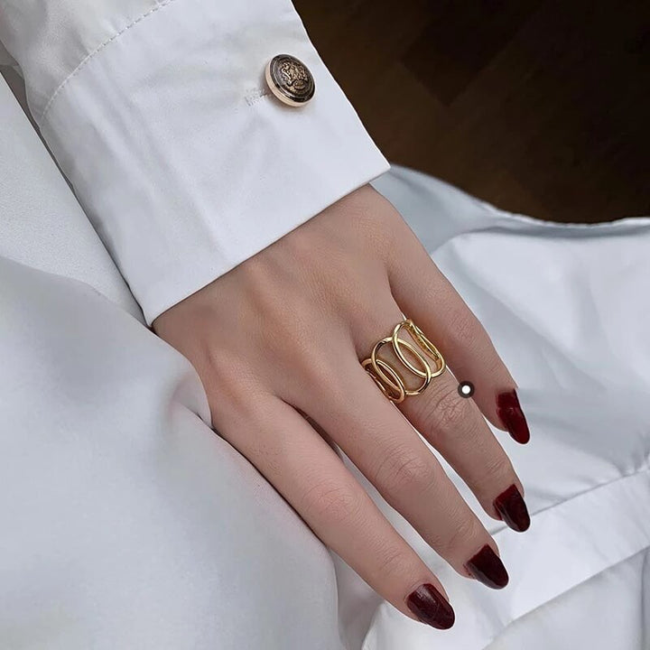 Hollow Out Oval Open Ring for Women