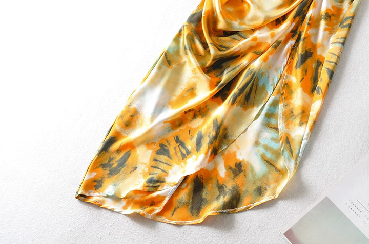 Women's Vintage Yellow Tie Dye Spaghetti Dress