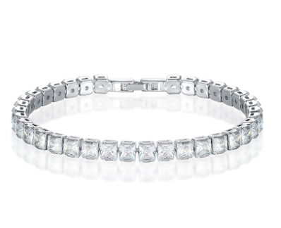 UMODE 0.25ct Clear Square Cubic Zirconia Tennis Bracelet for Men Women