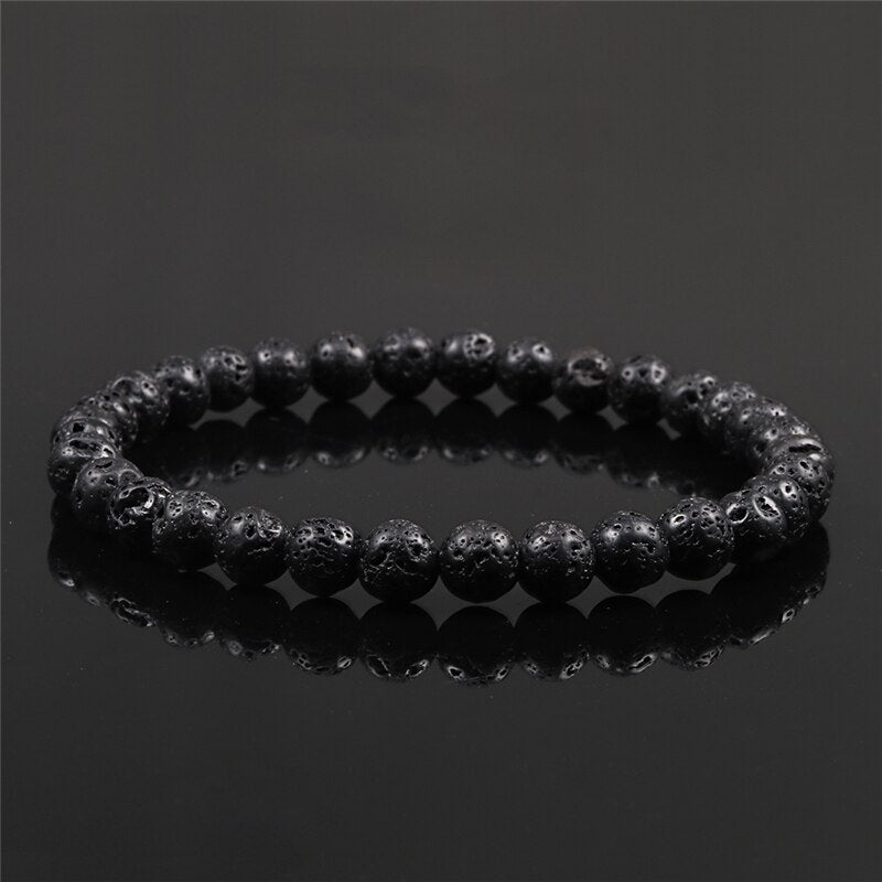 Natural Volcanic Stone Beads Bracelets Black Lava Bracelet