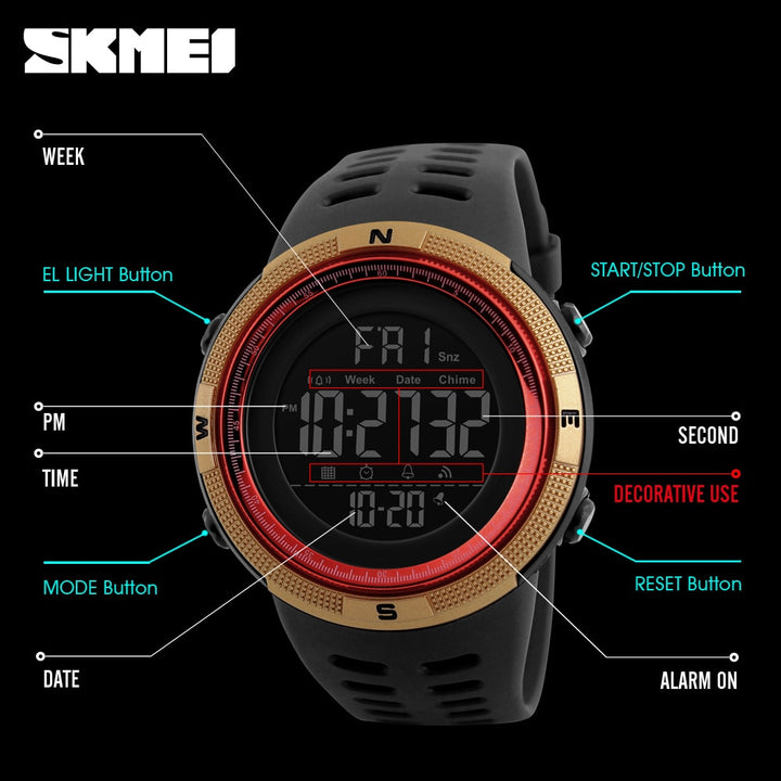 SKMEI Brand Mens Sports Watches Luxury Military Watches For Men