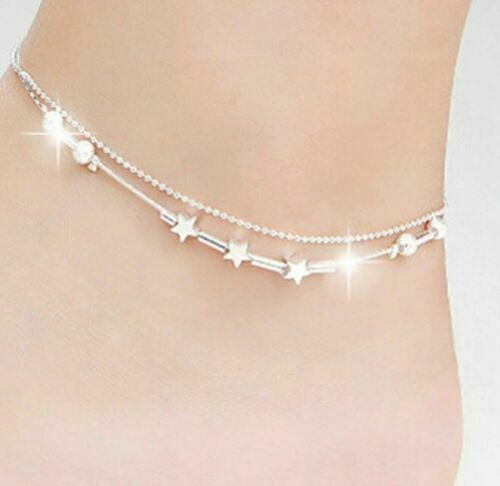 Silver Plated Women's Star Ankle Bracelet