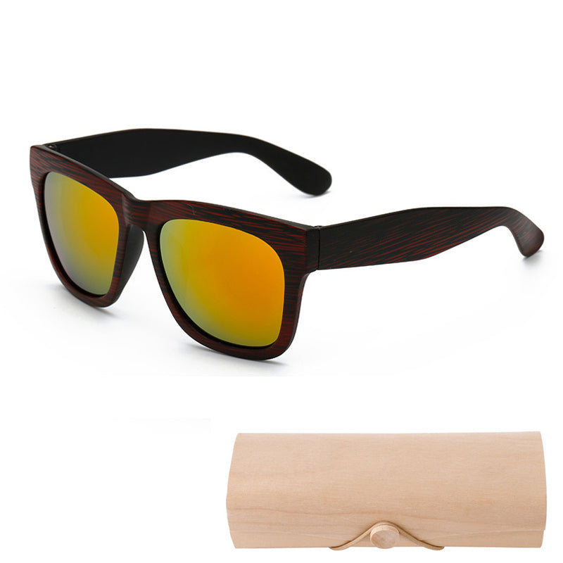 Square Bamboo  Retro Sunglasses