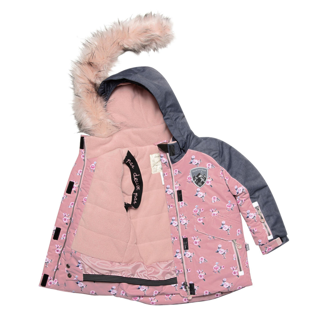 Mini Roses Two Piece Snowsuit With Printed Jacket Dusty Rose