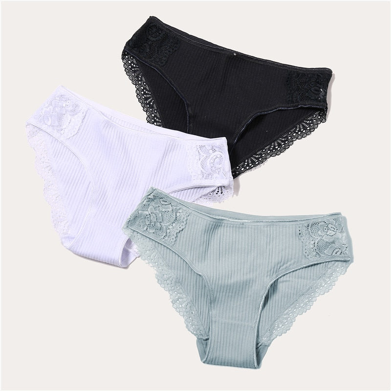 Cotton Panty 3Pcs/lot Solid Women's Panties